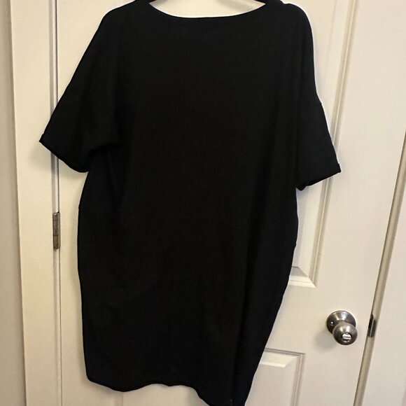 EILEEN FISHER Organic-Cotton Jersey Round-Neck Dress (Size: L; 14-16) - Picture 2 of 3